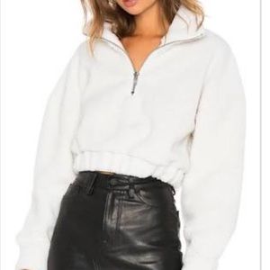 LPA Quinn Pullover in White Sherpa Zip Up